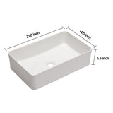 Modern European Design 21" X 14" Ceramic Rectangular Vessel Bathroom Sink - White