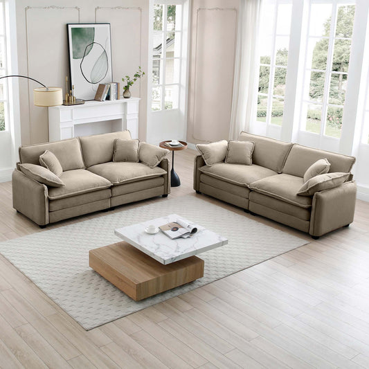 Modern Living Room Sofa Two-Piece Set, Suitable for Living room and Bedroom Sofa Set, Consists of two pieces of 2 Seater Sofa,Tan Corduroy