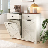Double Tilt Out Trash Cabinet With Hideaway Drawer And Barn Door Style