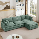 L Shaped Modular Sectional Sofa With Movable Ottoman, 3 Seater Comfortable Seating