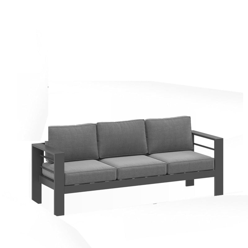 All Weather 3 Seat Patio Sofa With Thick Cushions - Gray / Gray