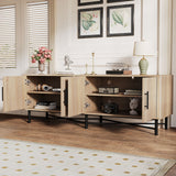 4 Door TV Cabinet, 2 Storage Spaces, Adjustable Shelves