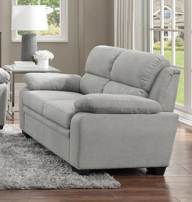 Modern Living Room 3pc Sofa Set Plush Comfortable Sofa Loveseat Chair Gray Textured Fabric Channel Tufting Solid Wood Frame Furniture