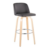 Toriano - Contemporary Fixed Height Barstool & Swivel With Round Footrest (Set of 2)