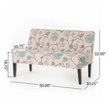 Contemporary Loveseat With Upholstered Fabric And Birch Wood Legs