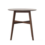 Round Counter Height Dining Table With Thick Rubberwood Legs And Support Beams - Walnut
