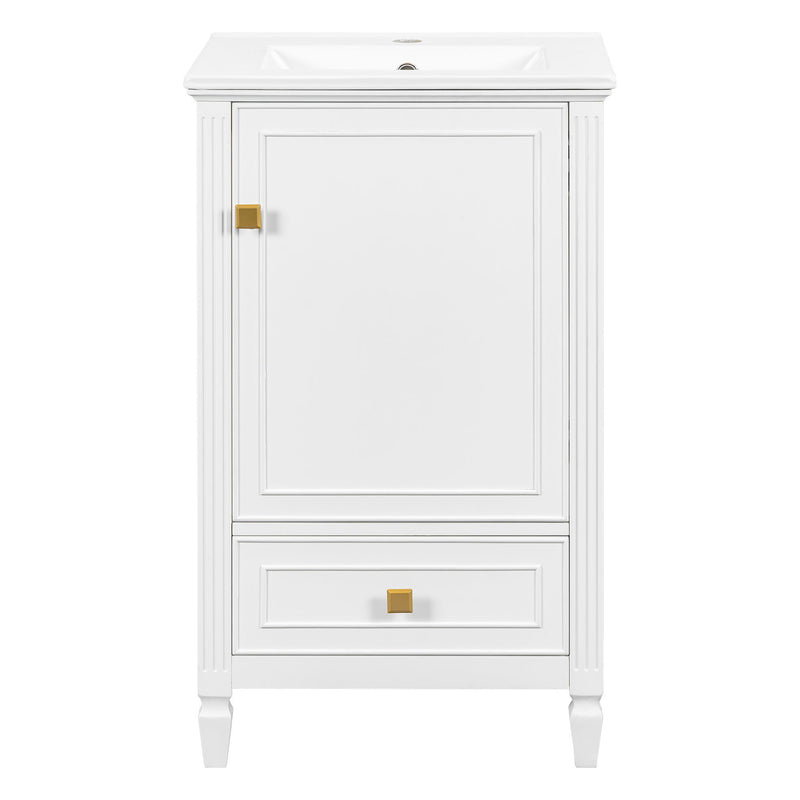 Freestanding Bathroom Vanity With Sink, Soft Closing Door, Drawer Storage - White