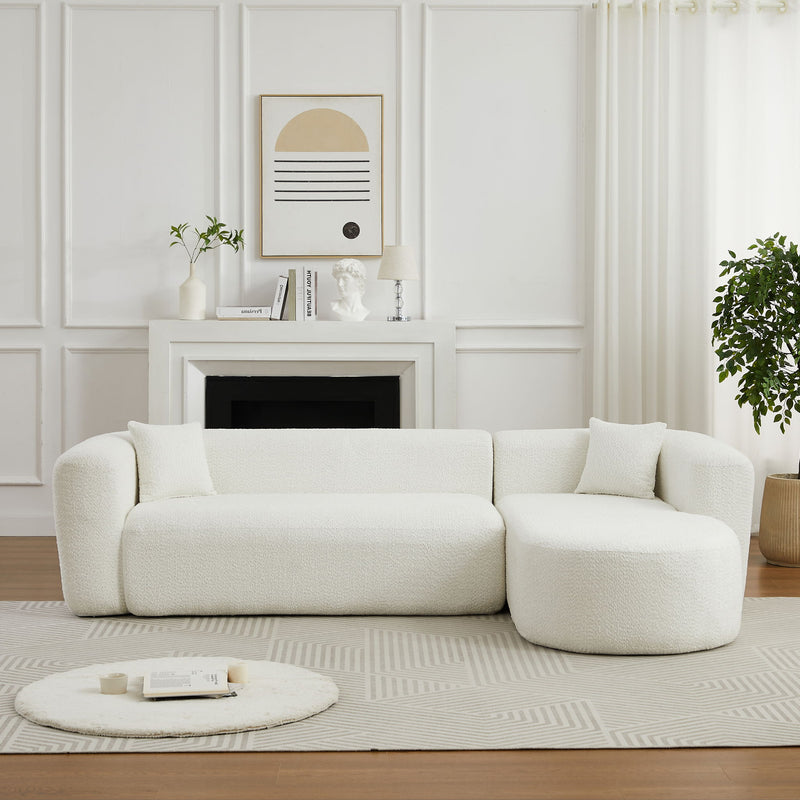 L - Shape Boneless Cloud Couch With 2 Throw Pillows For Living Room