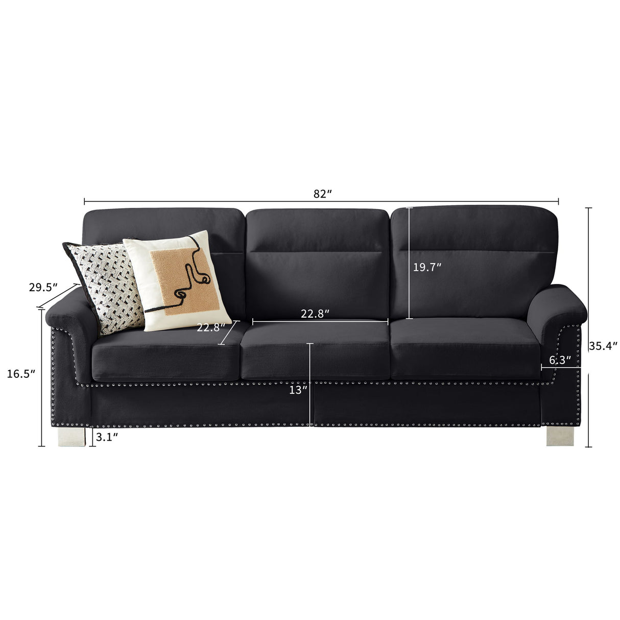 3 Seater Elegant Stationary Sofa