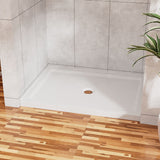 Shower Base Anti Slip Center Drain Single Threshold 32" X 48" - White