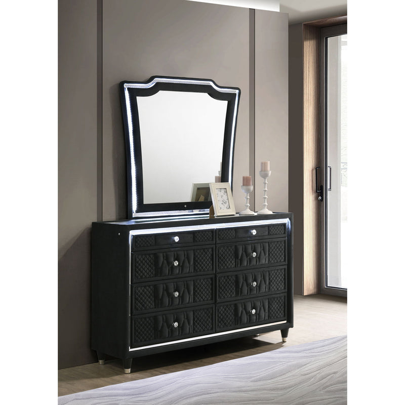 Mika - 8 Drawer LED Dresser With Mirror - Black
