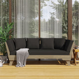 Outdoor Patio Daybed Sofa, 3 Seat Sofa With Foldable Arm 4 Back Pillows