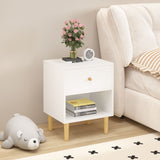Nightstand With 1 Drawer And 1 Shelf - White