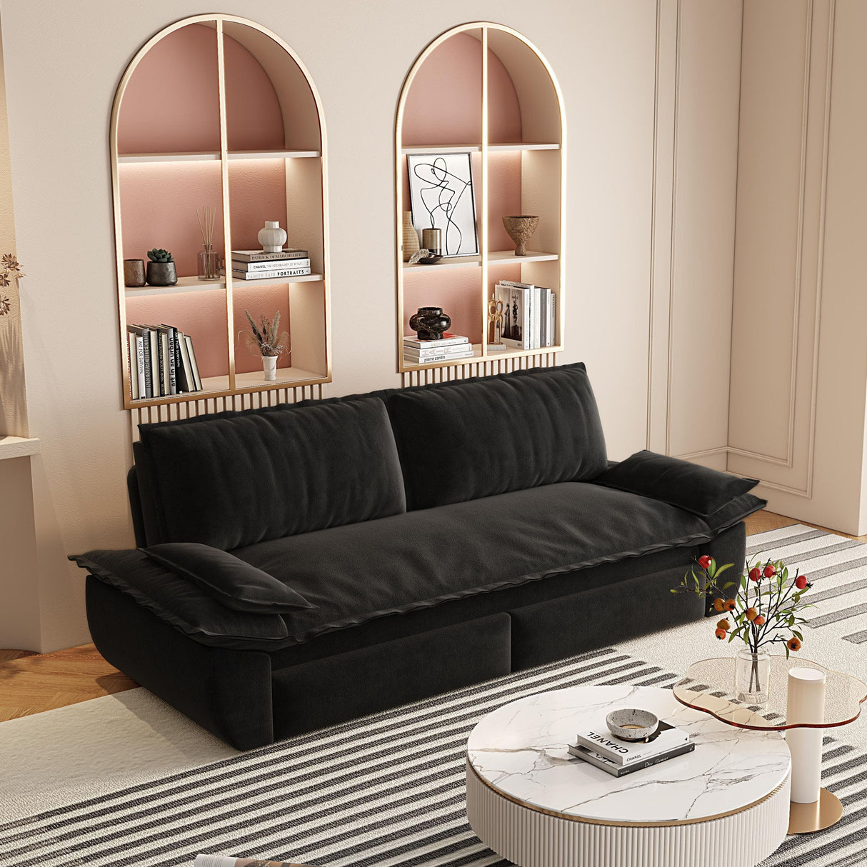 Pull Out Sleeper Sofa Bed, 3 In 1 Multi Functional