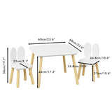 Rabbit Themed Table And 2 Chairs Set - White
