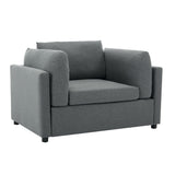 Wide Modern Oversized Armchair With Ottoman Stool, Single Sofa With Lumbar Support, Accent Chair