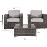 3 Piece Patio Sofa Set, Resort Grade Outdoor Seating With Cushioned Comfort - Brown
