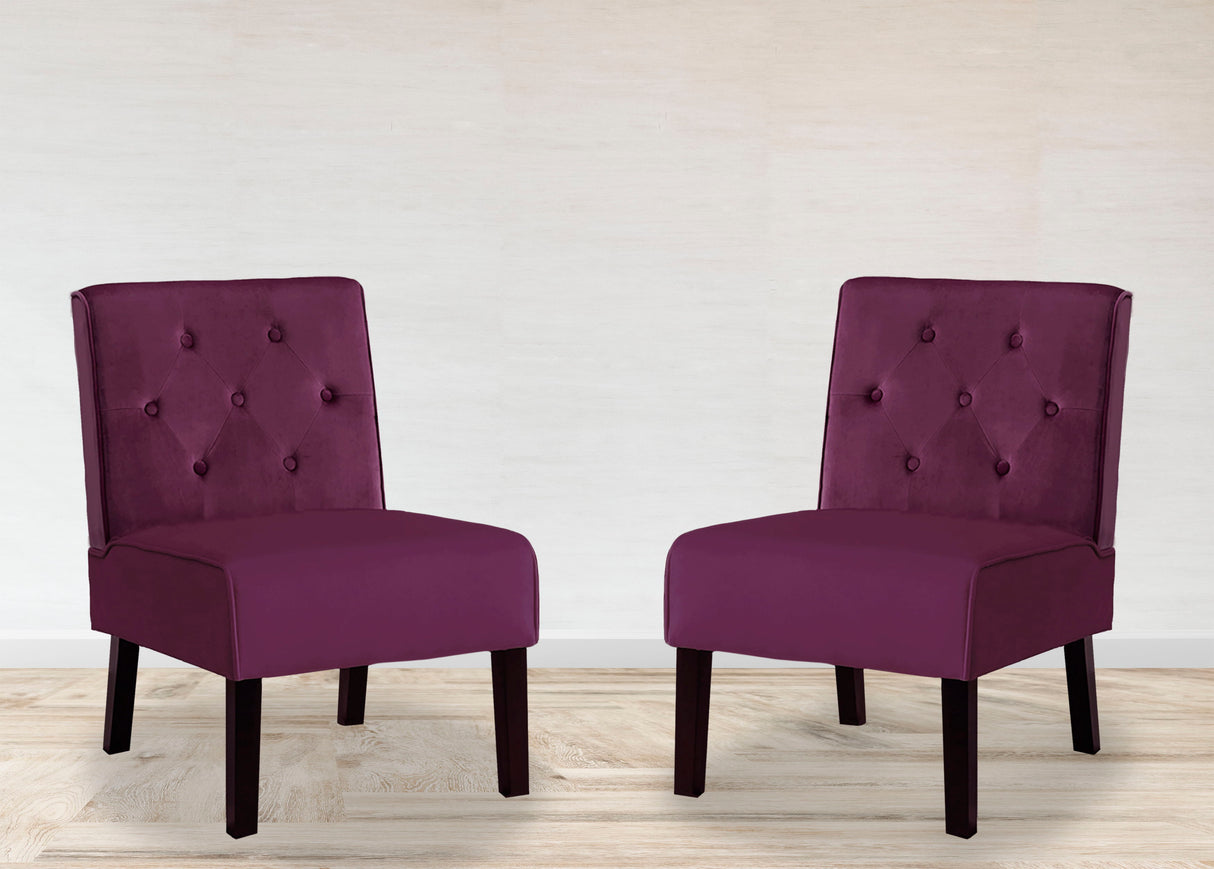 Reese - Living Room Armless Button Tufted Pattern Accent Chair (Set of 2)