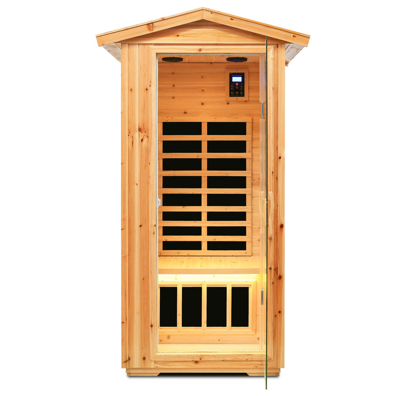 1 Person Far Infrared Old Fir Outdoor Sauna Room - Natural