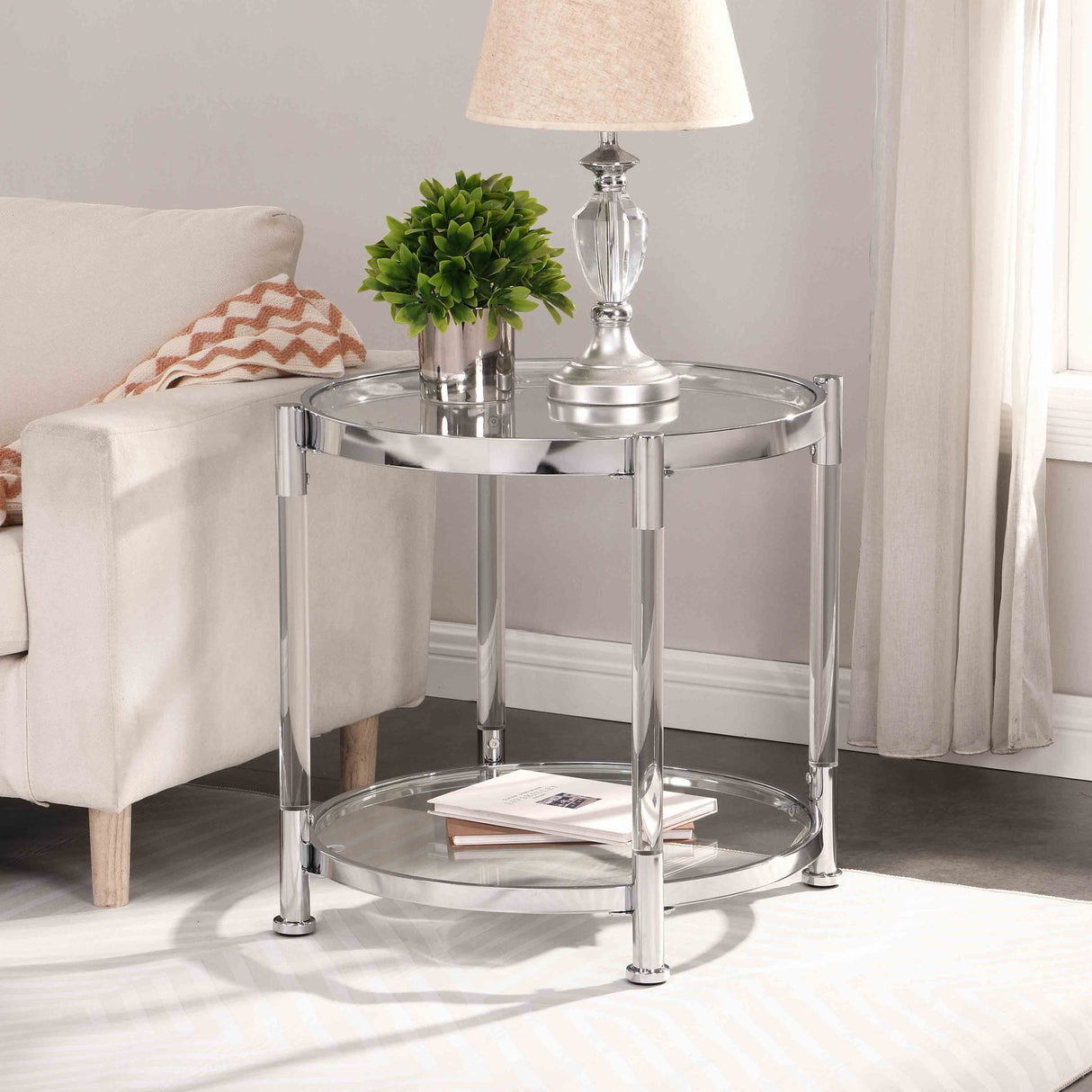 Contemporary Round Tempered Glass Table