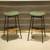 Modern Bar Stools Comfortable & Stylish Counter Height And Bar Height Bar Stools, Soft Fabric Upholstered, Backless For Kitchen, Dining Room Bar Chairs (Set of 2) - Green