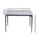 Modern Sintered Stone Dining Table Glossy Rock Surface Family Dining Table For 8 People With Sturdy Metal Legs Contemporary Kitchen Restaurant Furniture - Black / Gray