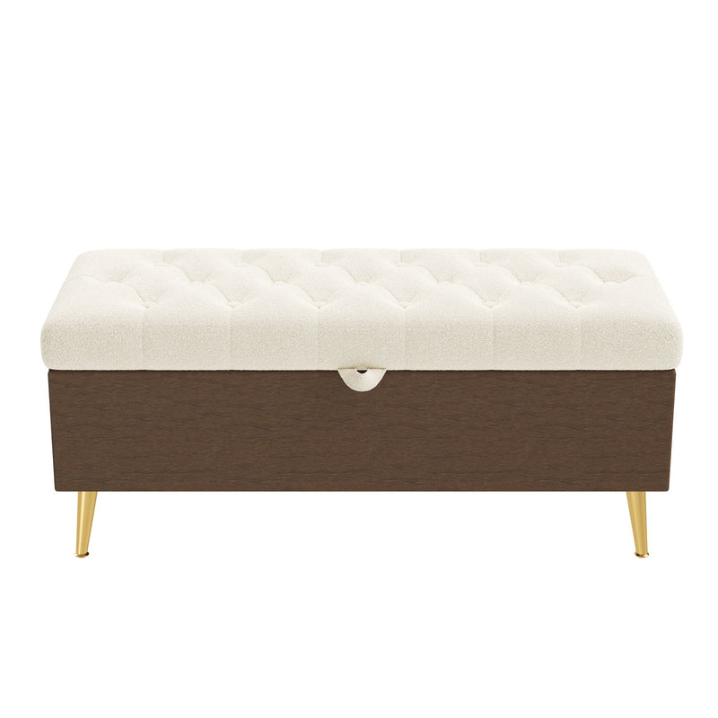 Modern Tufted Storage Ottoman Bench With Metal Legs