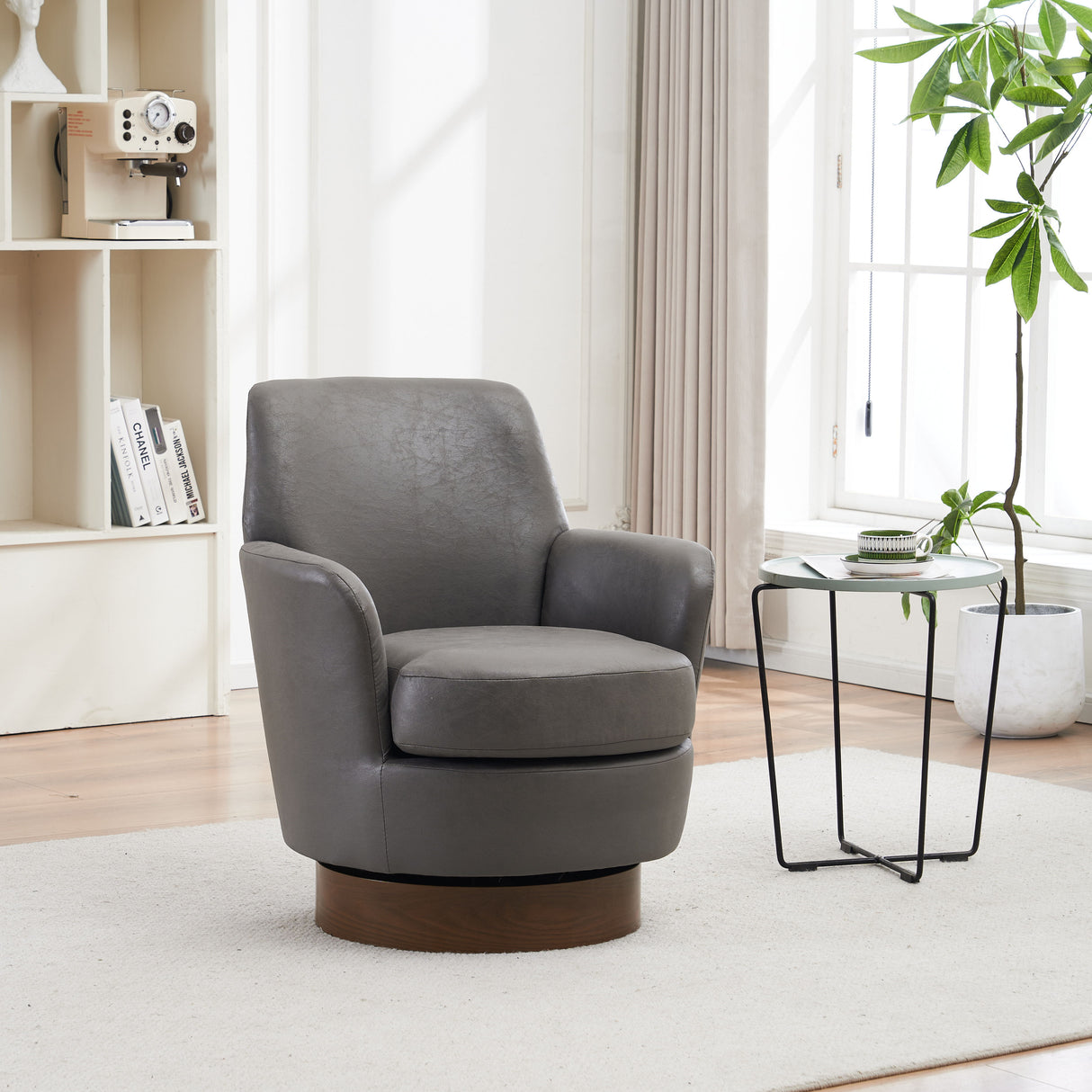 Swivel Accent Chairs Armchair With Stainless Steel Base