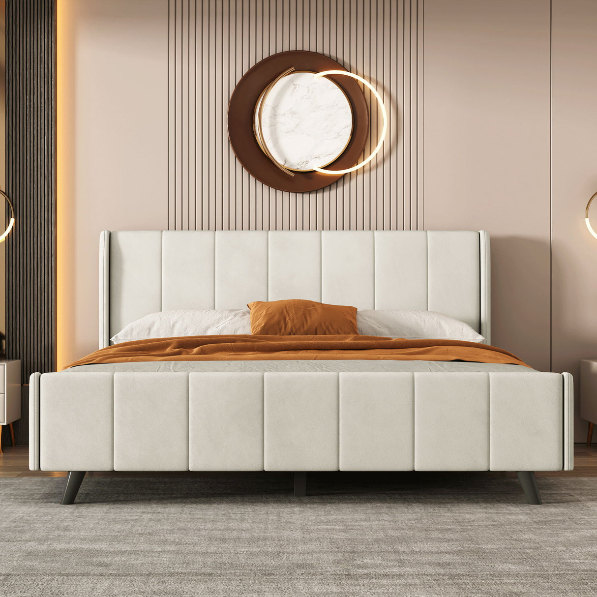 Upholstered Platform Bed Velvet