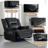 360° Swivel And Rocking Home Theater Recliner Manual Recliner Chair With A LED Light Strip For Living Room
