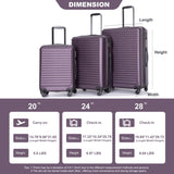 3 Piece Luggage Sets, Lightweight Suitcase With Two Hooks, Spinner Wheels, Tsa Lock
