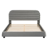 Upholstered Platform Bed Frame And Stylish Curve Shaped Design