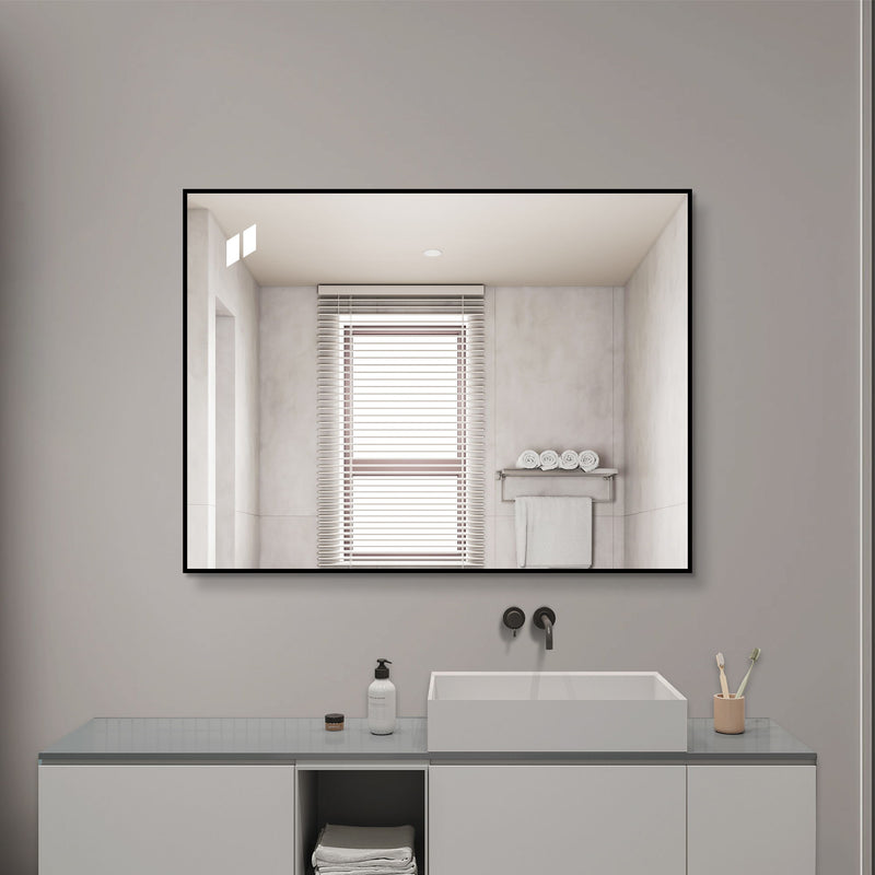 Framed Wall Mirror For Bathroom - Black