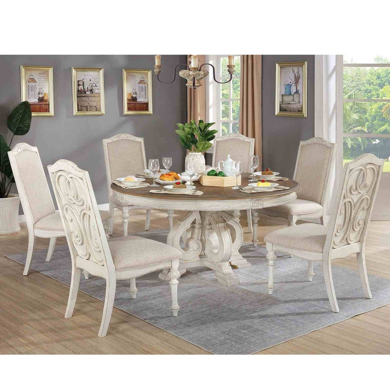 Elegant Dining Set Round Table And Side Chairs