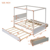 Canopy Platform Bed With Drawers, Support Slats, No Box Spring Needed