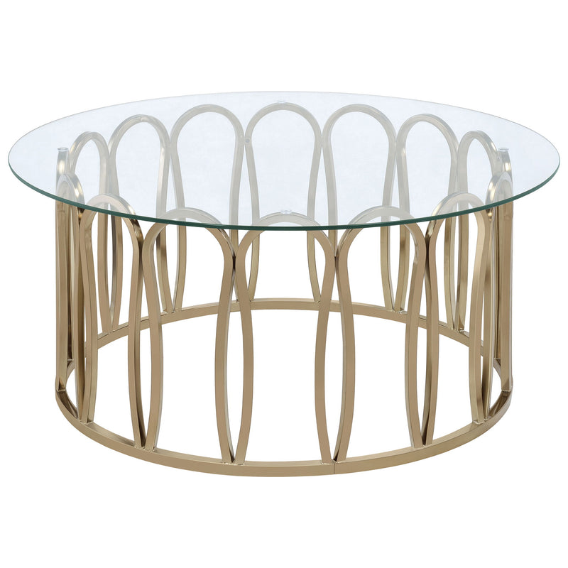 Round Glass Top Table With Polished Metal Base