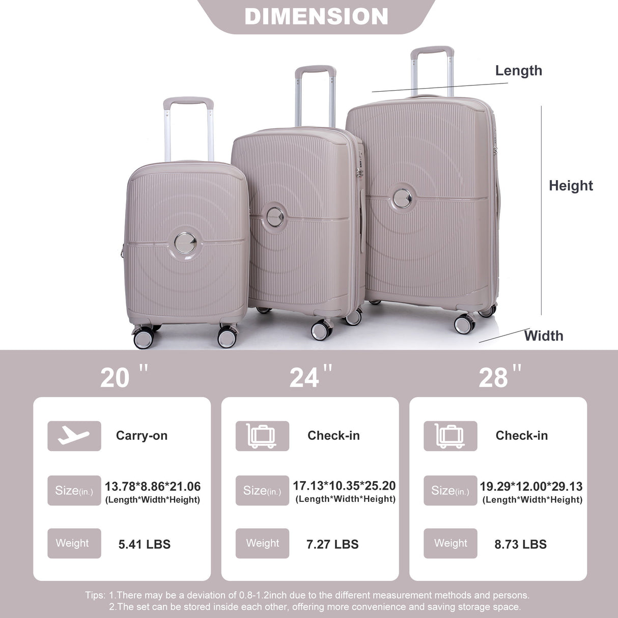 Expandable Hardshell Suitcase Double Spinner Wheels Luggage Sets