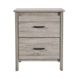 Wood Nightstand With 2 Drawers And Metal Handle - Oak