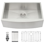 Farmhouse 36" Kitchen Sink Stainless Steel Apron Front - Brushed Nickel