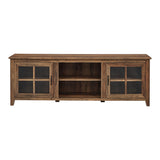 Modern Farmhouse 2 Door Glass Windowpane 70" TV Stand For 80" TVs