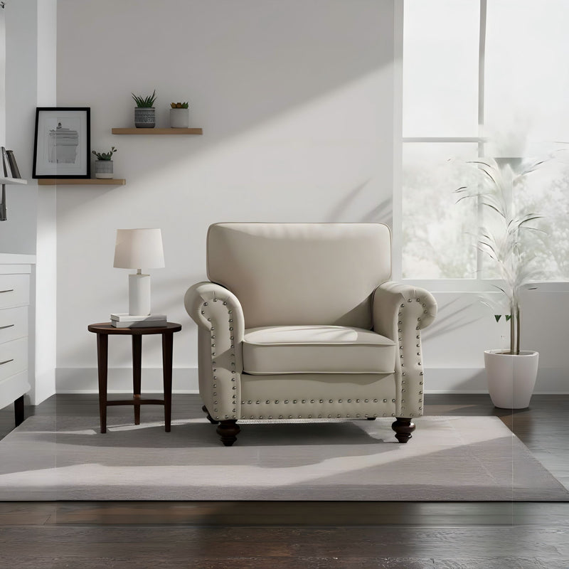 Upholstered Accent Armchair With Turned Legs For Living Room