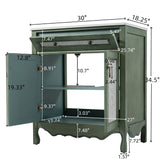 Bathroom Vanity With Rectangle Sink, Tip Out Tray - Antique Blue Green