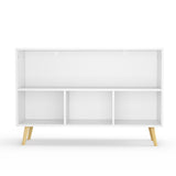 Bookcase With Collapsible Drawers, Book Display Storage Cabinet Organizer - White / Blue