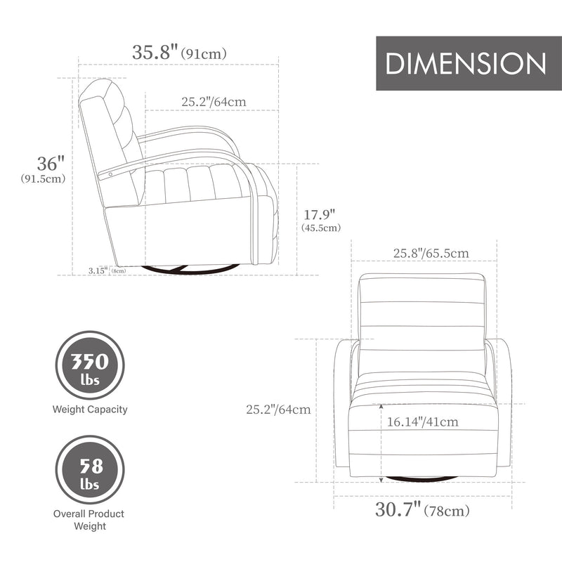 360° Swivel Accent Chair With Armrests