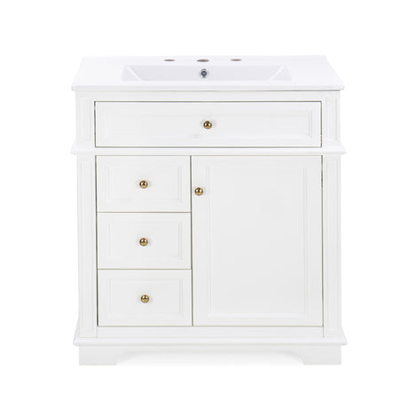 Freestanding Bathroom Vanity With Sink, Soft Closing Door, Tip Out Drawer