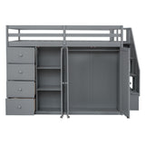 Loft Bed With Built In Wardrobes, Cabinets And Drawers