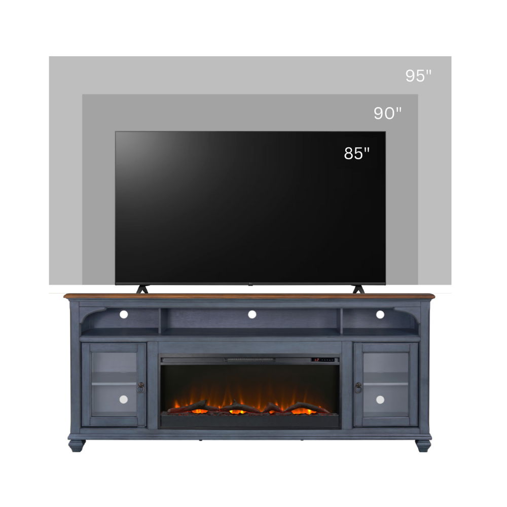 Americana - 86 In Fireplace TV Stand For TVs Up To 95" - Blue