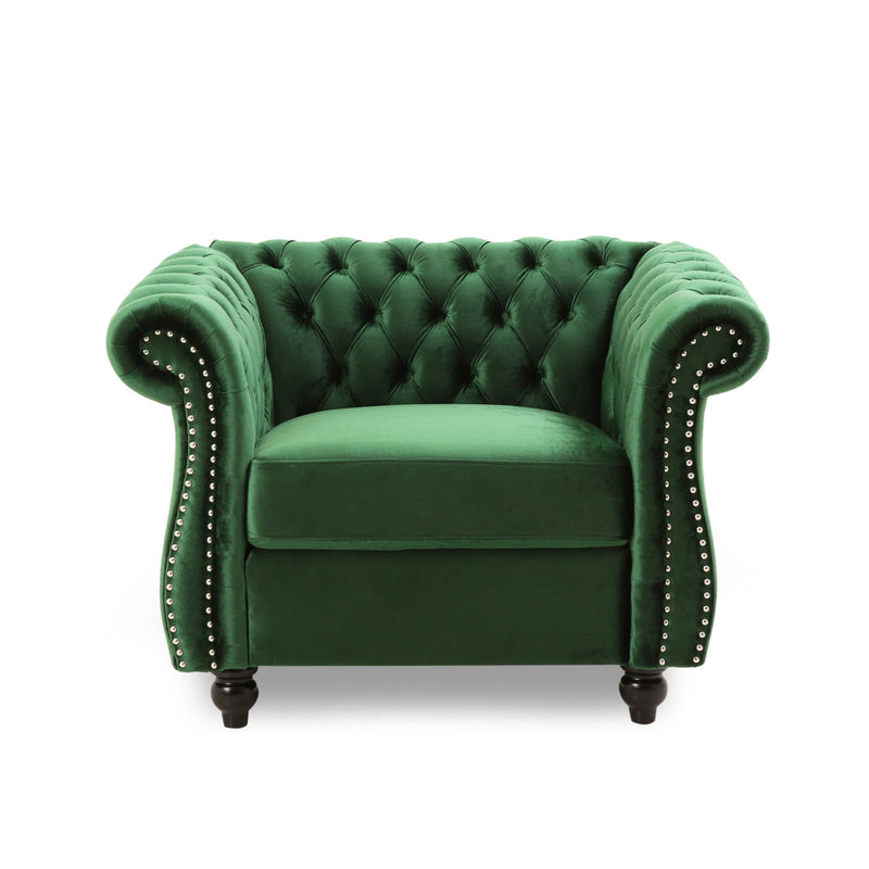 Nexuson - Upholstered Chesterfield Chair With Deep Tufted And Nailhead Trim