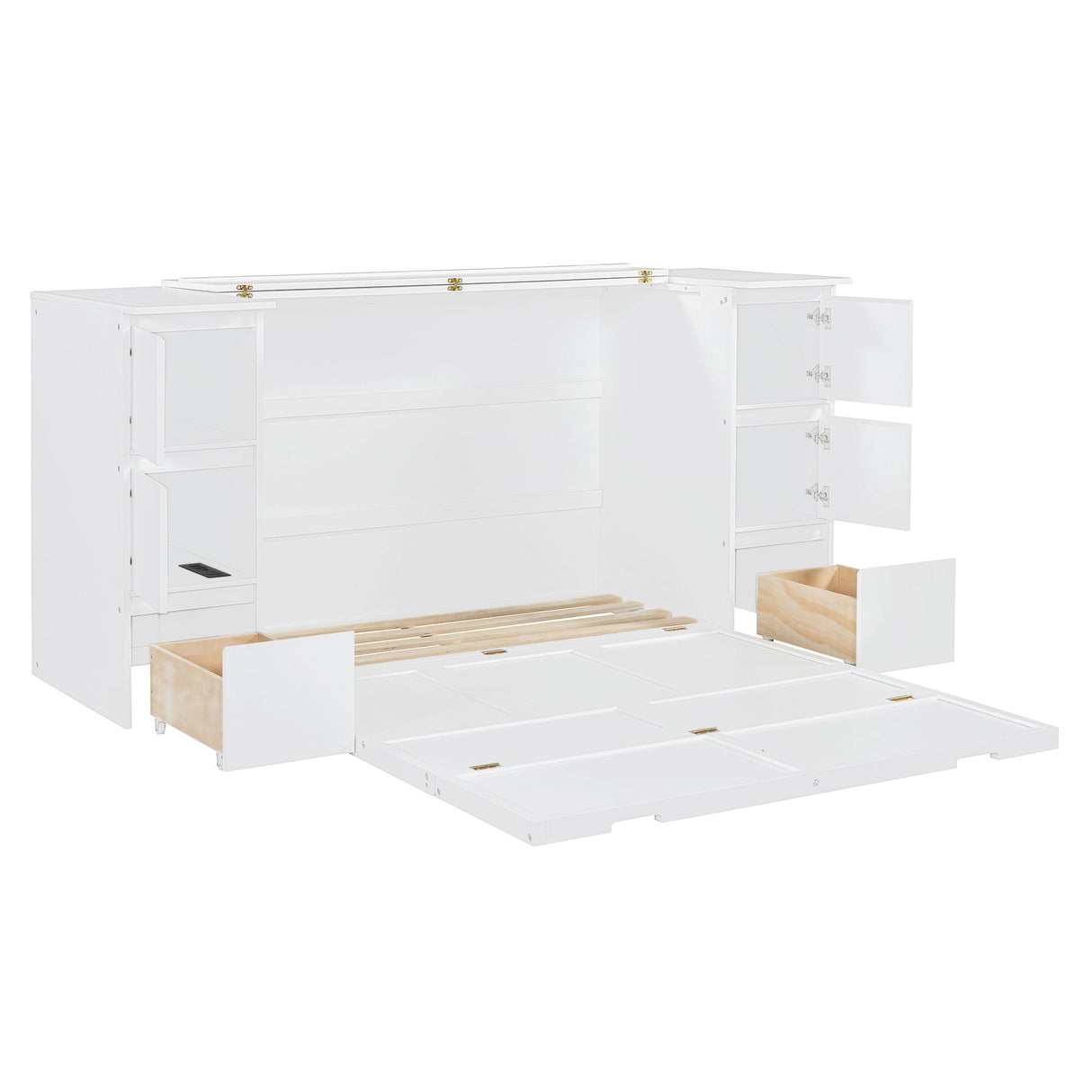 Murphy Bed With Drawers, Cabinets, And USB Ports