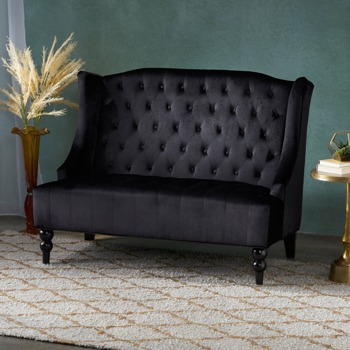 Nurturing - Upholstered Loveseat With Wing Back And Diamond Tufting